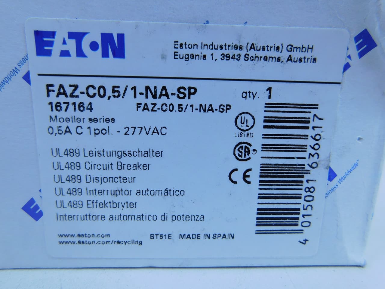 FAZ-C0.5/1-NA-SP on Advantage Electric Supply