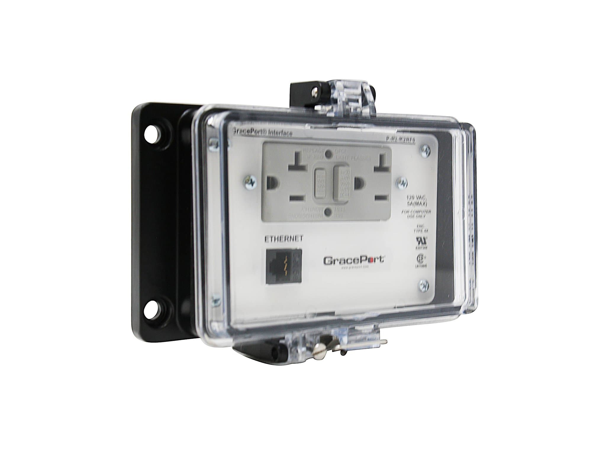 GRACE Engineered Products P-R2-M2RF0 Panel Interface Connector with Category 5e RJ45; Panel Mount Housing; UL Type 4X; GFCI Duplex Inside-Outlet; No Circuit Breaker P-R2-M2RF0 on Advantage Electric Supply