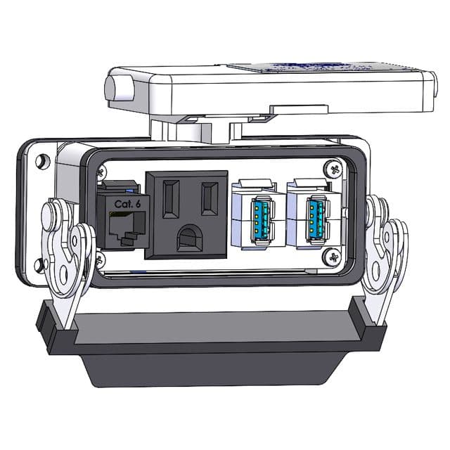 Mencom DP1-RJ45-2USB-AFAF-16 Panel Interface Connector with Simplex outlet, RJ45, (2) USB-AFAF, in a 16LS housing DP1-RJ45-2USB-AFAF-16 on Advantage Electric Supply