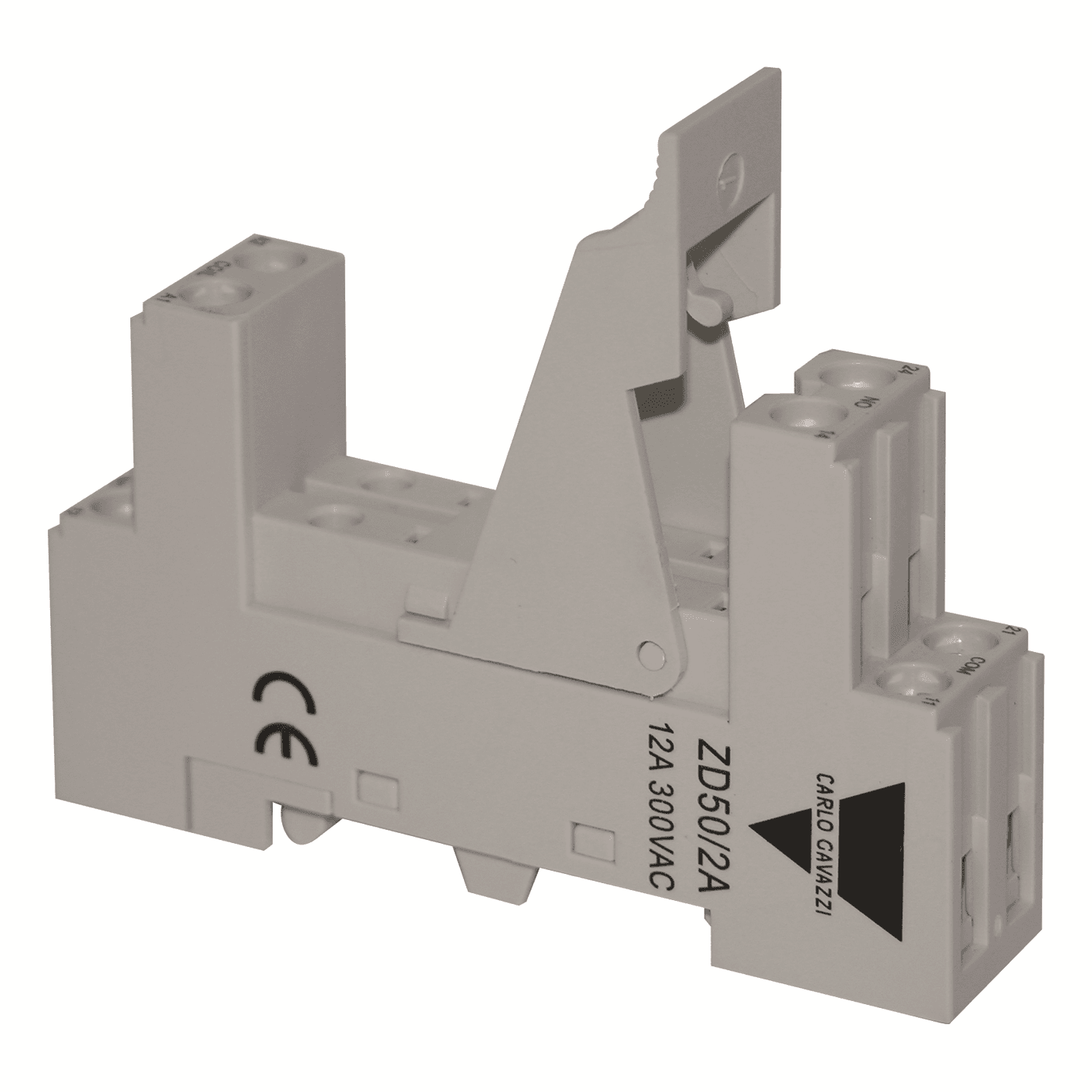 Carlo Gavazzi ZD502A Sockets for MZ Slim Industrial Electromechanical Relays, 8 poles, 2 SPDT (2 Change Over contacts), 10A, Screw terminals, Terminals on 2 levels, with included ID Tag ZD502A on Advantage Electric Supply
