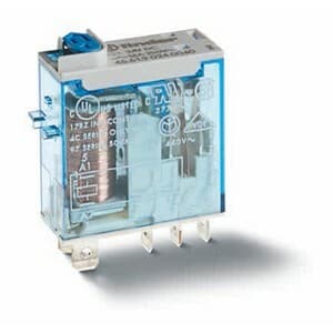 Finder 46.61.8.012.0040 Finder 46.61.8.012.0040 is a relay with a connection type of Fast-on 187, designed for a rated current of 16A at 250Vac (AC-1), 12A at 30Vdc (DC-1), 0.5A at 110Vdc (DC-1), and 0.15A at 220Vdc (DC-1). It features Normally Open (NO) auxiliary contacts for DC-1, with a supply voltage specification of 1C/O / SPDT (Single Pole Double Throw). The relay operates within an ambient air temperature range of -40 to +70 degrees Celsius and has a rated voltage for AC operations at 250Vac. It supports a control voltage (AC) of 6 kV and is designed for plug-in mounting. The rated active power is specified for 1 Pole(s), with a power consumption of 0.5 W. The relay's net depth is 39.3 mm, with a mounting mode width of 29 mm and a power consumption length of 12.4 mm. It is designed for a response time of 100 000 operations for Normally Closed (NC) circuits and a durability of 10 000 000 operations. The relay's contacts are made of AgNi (Silver Nickel). 46.61.8.012.0040 on Advantage Electric Supply