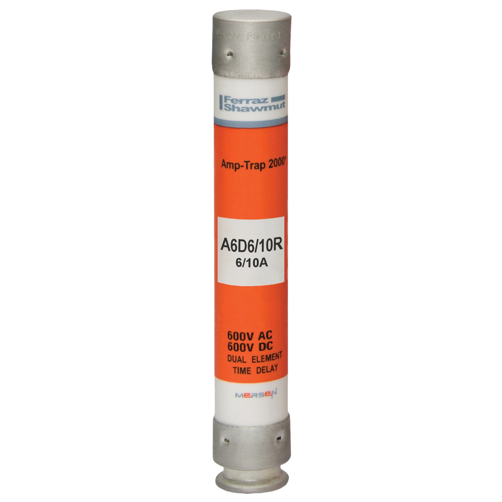 Mersen A6D6/10R A6D6/10R Mersen - Fuse A6D-R - Class RK1 - Time-Delay 600VAC 600VDC 0.6A Ferrule Amp-Trap 2000® A6D6/10R on Advantage Electric Supply
