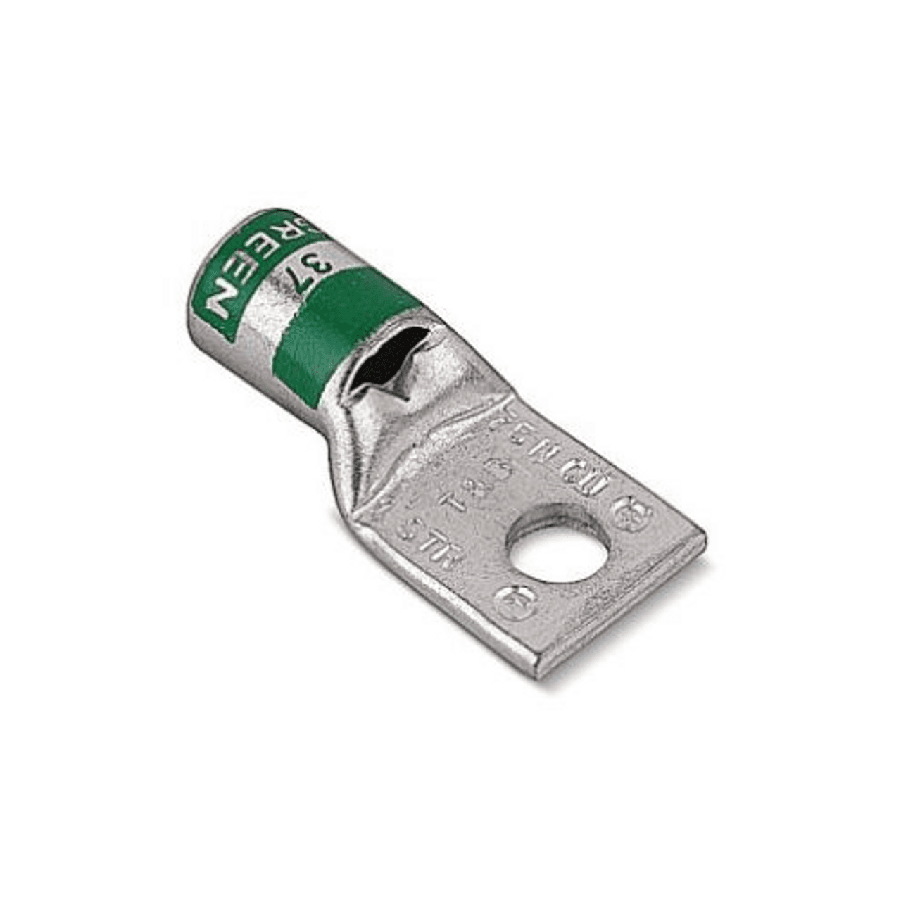 Thomas & Betts 54108 600 V to 35 kV, 1/4" Stud, 1.5" L, 1 AWG, Green, Electro Tin Plated Wrought Copper, 1-Hole, Standard, Straight Barrel, Compression Cable Lug 54108 on Advantage Electric Supply