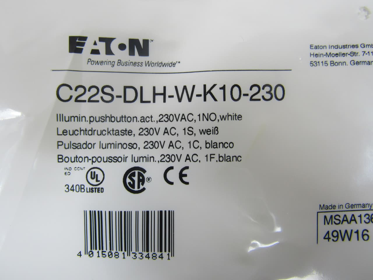 C22S-DLH-W-K10-230 on Advantage Electric Supply