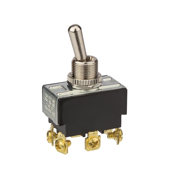 NSI Industries 78270TS 78270TS NSI - Toggle Switch DPDT 20 Amps On-On Circuit Bat Br/Ni Screw Connection 78270TS on Advantage Electric Supply