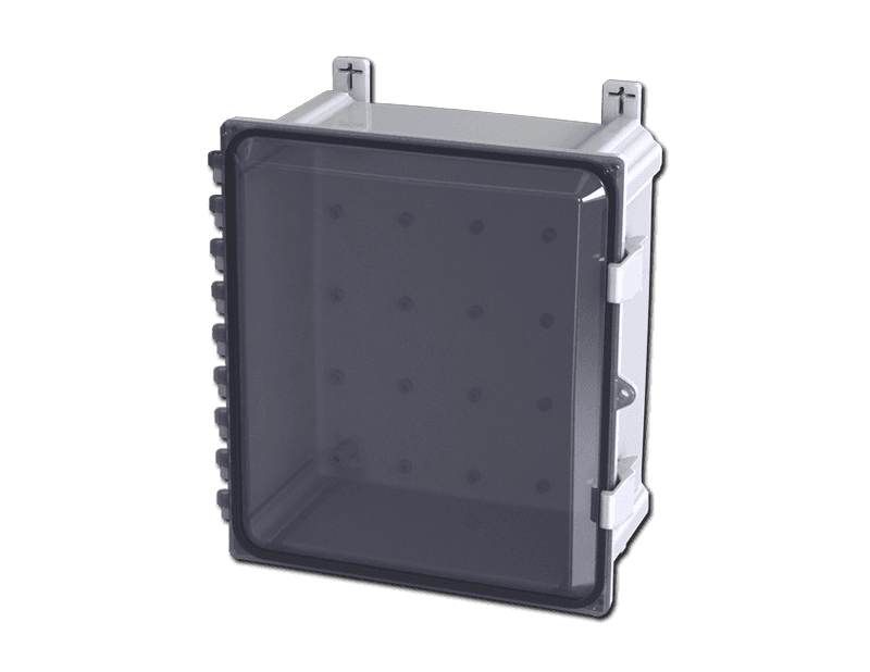 Saginaw Control SCE-1816PCW Polycarbonate Enclosure with Window, Height:19.41", Width:18.68", Depth:11.90", RAL 7035 Light Gray Polycarbonate with clear cover SCE-1816PCW on Advantage Electric Supply