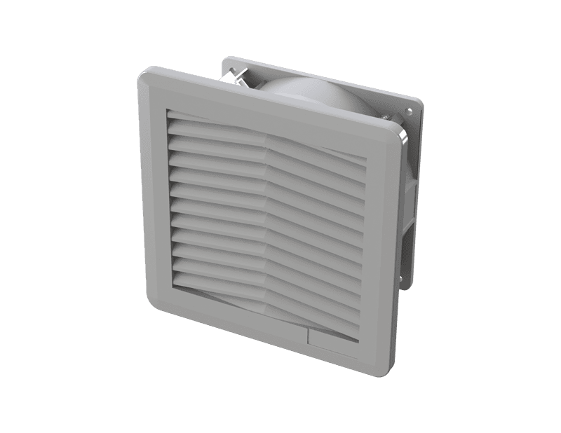 Saginaw Control SCE-N12FA44-24VLG Fan Assembly (24vdc) Type 12 RAL 7035, Height:5.90", Width:5.90", Depth:2.90", SCE-N12FA44-24VLG on Advantage Electric Supply