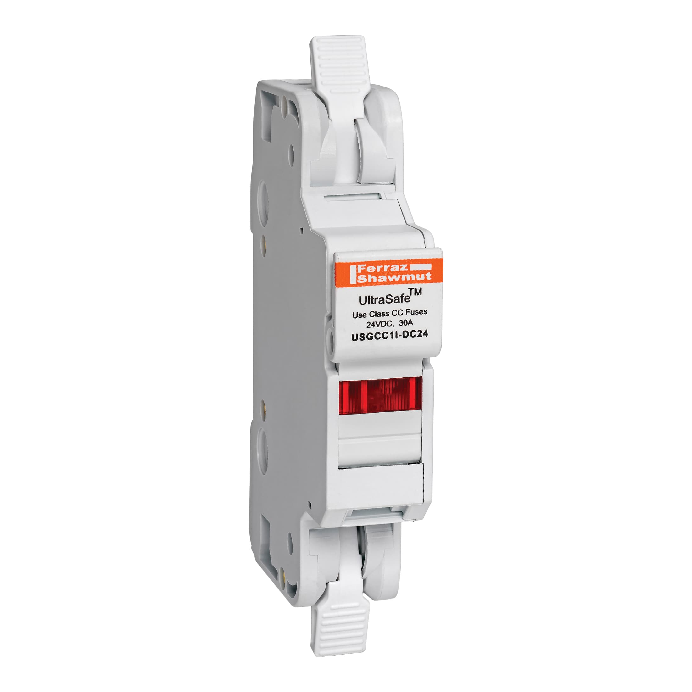 Mersen USGCC1I-DC24 USGCC1I-DC24 Mersen - Fuse Holder UltraSafe™ 24VDC Class CC 30A 1-Pole LED Cage Clamp IP65 USGCC1I-DC24 on Advantage Electric Supply