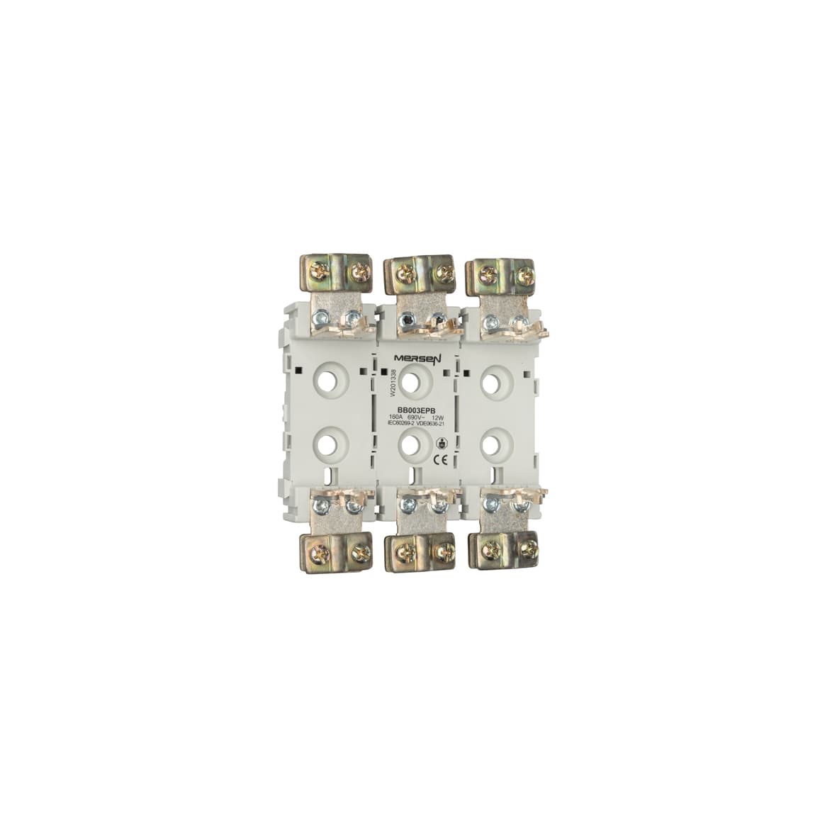 Mersen W201338 W201338 Mersen - NH plastic base Size NH00 1000VAC 1000VDC 160A 3-Pole Screw Connection Clamp Strap EP Type W201338 on Advantage Electric Supply