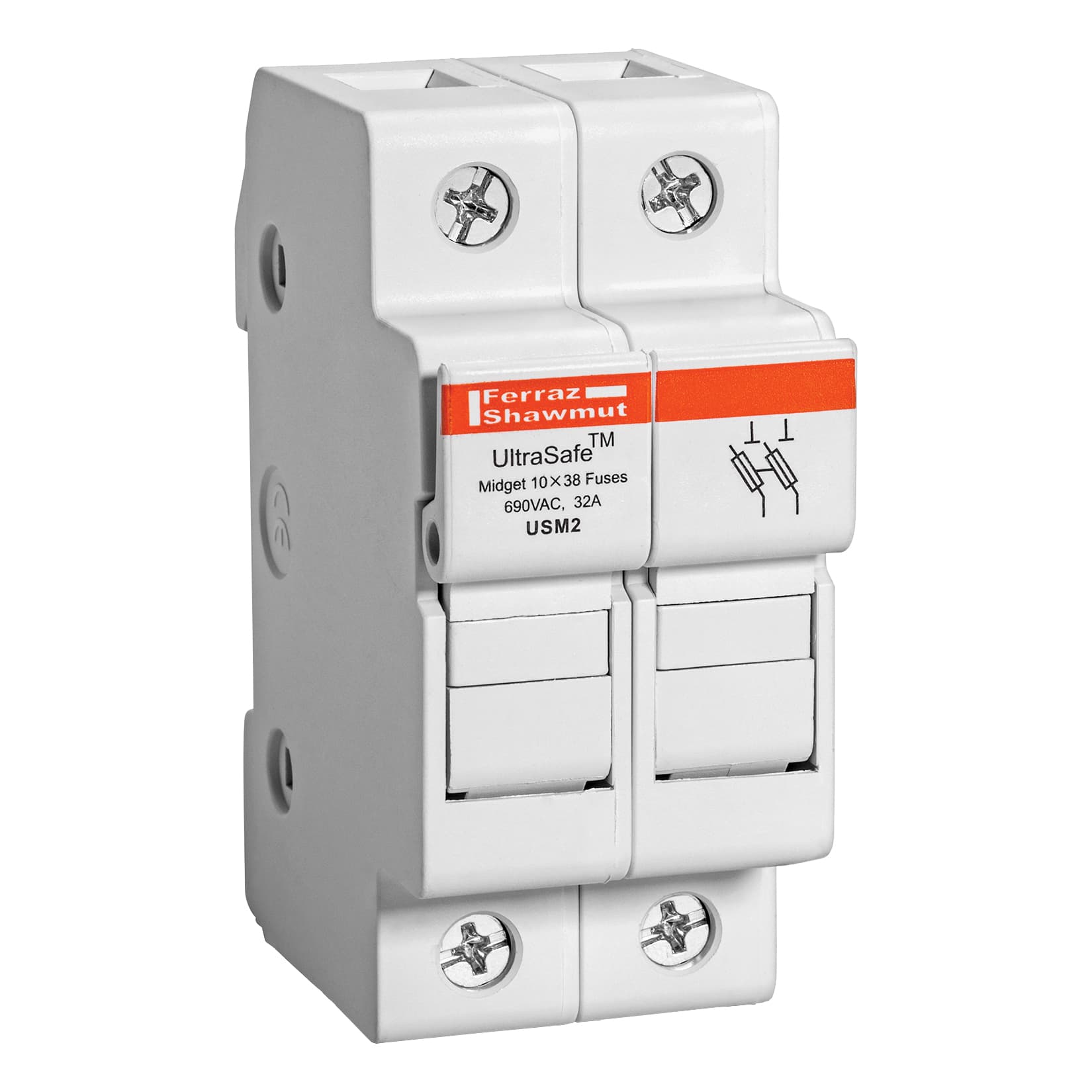 Mersen USM2 USM2 Mersen - Fuse Holder UltraSafe™ 800VAC 1000VDC Midget 30A 2-Pole Pressure Plate IP65 USM2 on Advantage Electric Supply