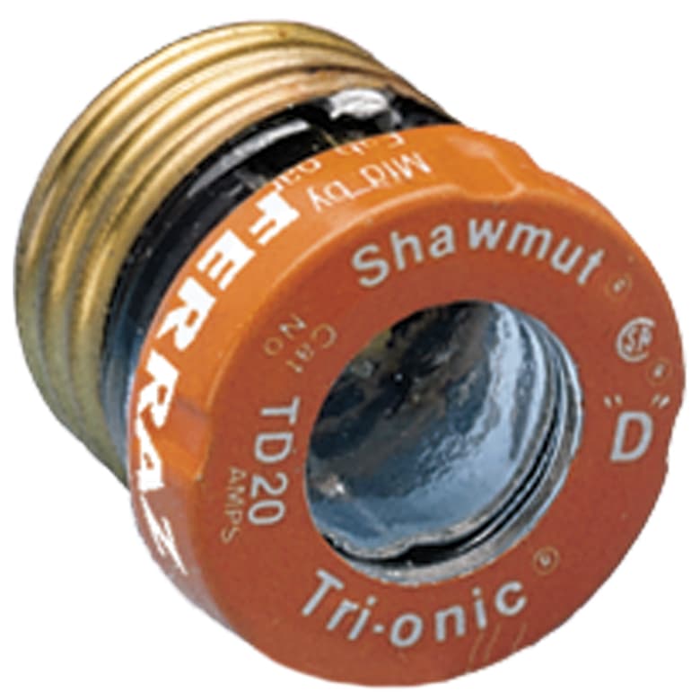 Mersen TD20 TD20 Mersen - Fuse TD - Plug - Time-Delay 125VAC 20A Screw Visual Indicator TD20 on Advantage Electric Supply