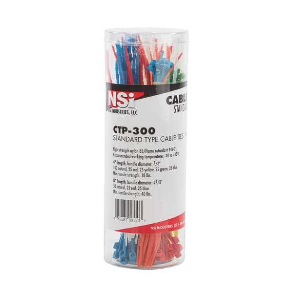 NSI Industries CTP-300 Cable Tie Canister Pk Asst Colors Lengths CTP-300 on Advantage Electric Supply