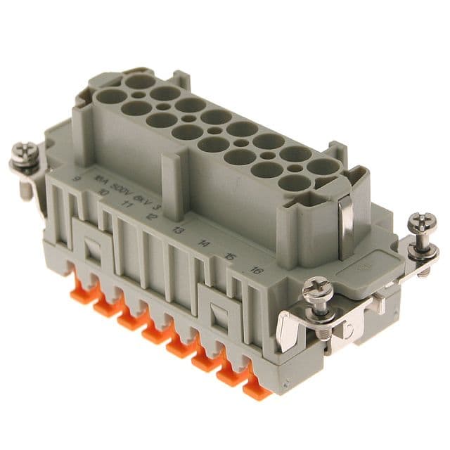 Mencom CSHF-16 Standard, CSH series, Female Rectangular Insert, size 77.27, 16 pin, 16 amp, Squich Spring CSHF-16 on Advantage Electric Supply