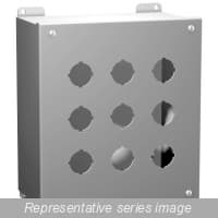 Hammond Manufacturing 1437MF Pushbutton Encl - Extra Deep - 4 PB x 22.5mm - Steel/Gray 1437MF on Advantage Electric Supply