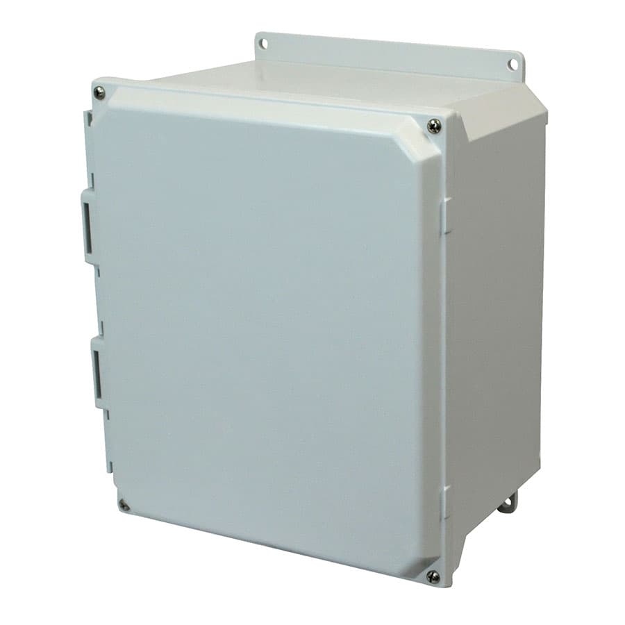 Allied Moulded Products AMU1206F 12"x10"x6" ULTRALINE® fiberglass wall mount enclosure assembly with 4-screw lift-off cover AMU1206F on Advantage Electric Supply