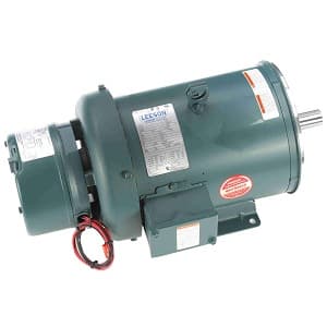 Leeson 132477 Brake; 3HP; 182TC Frame Size; 1800 Sync RPM; 230/460 Voltage; AC; TEFC Enclosure; NEMA Frame Profile; Three Phase; 60 Hertz; Rigid; Base; 1-1/8" Shaft Diameter; 4-1/2" Base to Center of Shaft; 15.82" Overall Length; 89.5 Efficiency Full Load 132477 on Advantage Electric Supply