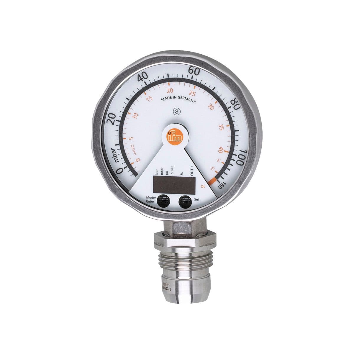 ifm Electronic PG2889 Flush pressure sensor with analog display, analog display, pressure switch and transmitter in one unit, Output signal: switching signal; analog signal; (configurable), Measuring range: -0.005...0.1 bar -5...100 mbar -2...40.15 inH2O, Process connection: t PG2889 on Advantage Electric Supply