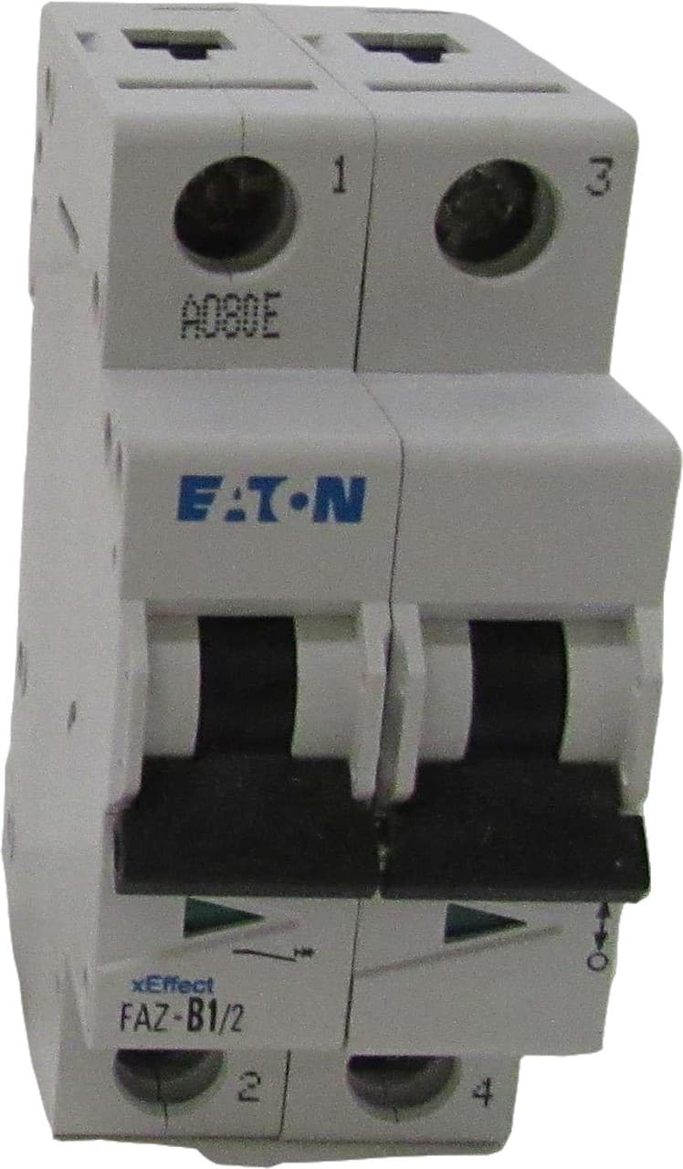 Eaton FAZ-B1/2 Eaton FAZ supplementary protector,UL 1077 Industrial miniature circuit breaker - supplementary protector,Low levels of inrush current are expected,1 A,15 kAIC,Two-pole,3-5X /n,50-60 Hz,Standard terminals,B Curve FAZ-B1/2 on Advantage Electric Supply