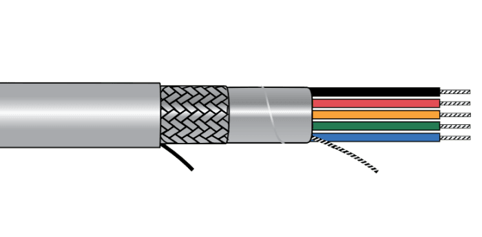 Alpha Wire 78308 SL001 Alpha EcoCable® Mini Foil Braid Shield Multiconductor Cable - 28 AWG 8 Conductor - Slate - 300V - 1000 ft 78308 SL001 on Advantage Electric Supply