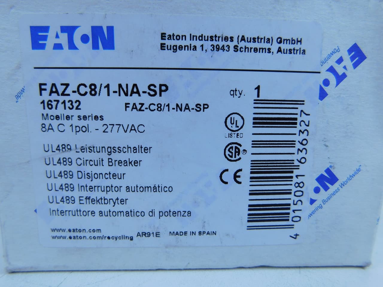 FAZ-C8/1-NA-SP on Advantage Electric Supply