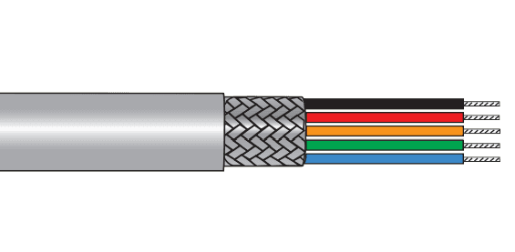 Alpha Wire 79114 SL005 Alpha EcoFlex Braid Shielded Multiconductor Cable - 18 AWG 9 Conductor - Slate - 100 ft 79114 SL005 on Advantage Electric Supply