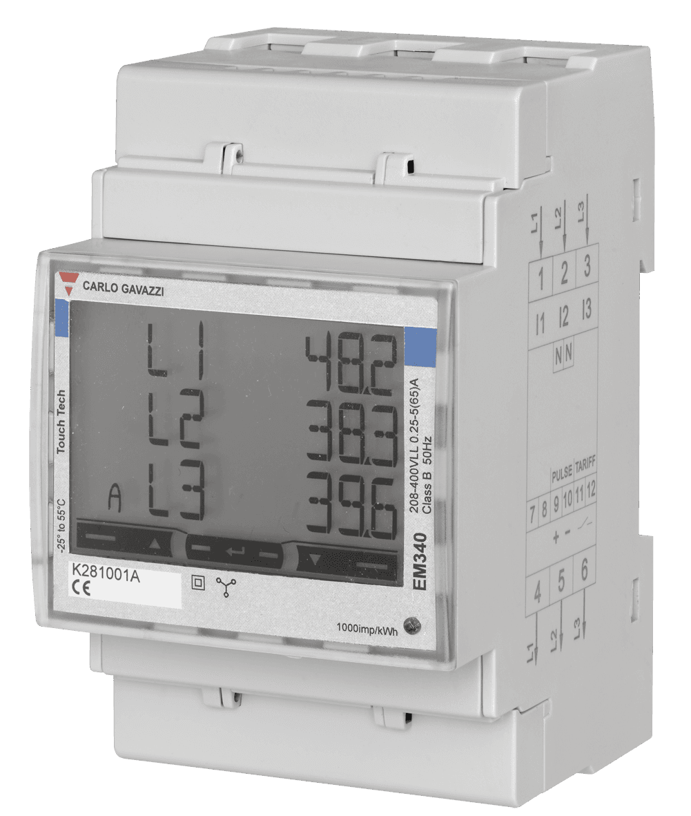 Carlo Gavazzi EM340DINAV23XM1X Three-phase Energy analyzer, 120 to 230 V L-N, 208 to 400 V L-L, 5 (65) A, M-Bus EM340DINAV23XM1X on Advantage Electric Supply