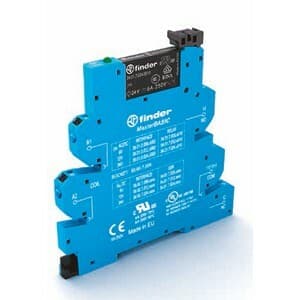 Finder 39.01.0.024.0060 Finder 39.01.0.024.0060 is a relay with a spring / push-in connection type, designed to handle rated currents of 6A at 250Vac (AC-1), 6A at 30Vdc (DC-1), 0.2A at 110Vdc (DC-1), and 0.12A at 220Vdc (DC-1) with Normally Open (NO) auxiliary contacts. It operates with a supply voltage of 1C/O / SPDT (Single Pole Double Throw) and can function within an ambient air temperature range specified for operation at 300VA (230Vac, AC-15) and for storage at 1500VA (250Vac, AC-1). The relay's net width is 24Vdc, and it supports a voltage of 250Vac with a net depth of 6 kV. It has a control voltage (AC) of 6.2 mm and is designed for mounting on a DIN rail or as a plug-in unit. The relay features 1 pole(s), a power consumption of 24Vac (50Hz/60Hz), and is colored for DIN rail mounting. It is classified under the MasterBASIC series, with protected poles according to EN61984, and has mechanical durability at no load with AgNi (Silver Nickel) contacts. 39.01.0.024.0060 on Advantage Electric Supply