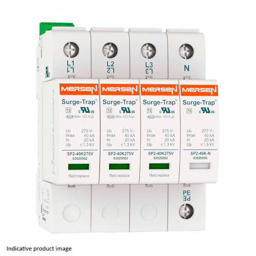 Mersen 83020144 SPD Type 2, 40kA, Uc150V, 3+1 TT, 4 Poles, 4 Modules, Pluggable 83020144 on Advantage Electric Supply