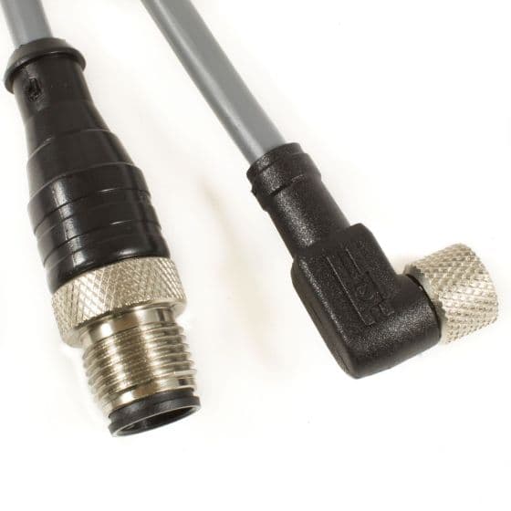 Alpha Wire DR04GW101 SL357 OBSOLETE - Alpha Connect EcoFlex PUR Cordset - M12 Male Straight to M8 Female 90° - 22AWG 4 Poles - DR04GW101 - Slate - 3M (9.84ft) DR04GW101 SL357 on Advantage Electric Supply