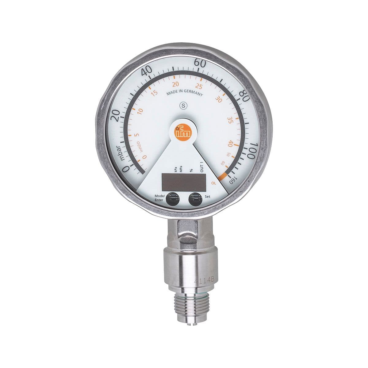 ifm Electronic PG2489 Pressure sensor with analog display, analog display, pressure switch and transmitter in one unit, Output signal: switching signal; analog signal; (configurable), Measuring range: -0.005...0.1 bar -5...100 mbar -2...40.16 inH2O, Process connection: threade PG2489 on Advantage Electric Supply
