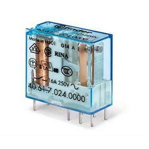 Finder 40.61.7.048.0001 Miniature electromechanical PCB power relay - Wash-tight (RTIII) - Finder (40 series) - Control coil voltage 48Vdc - 1 pole (1P) - 1C/O / SPDT (Single Pole Double Throw) contact - Rated current 16A (250Vac; AC-1) / 16A (30Vdc; DC-1) - Rated switching powe 40.61.7.048.0001 on Advantage Electric Supply