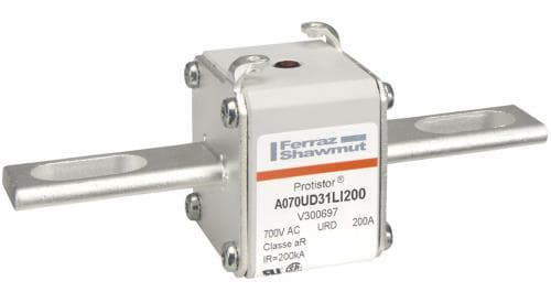 Mersen V300697 V300697 Mersen - Square Body High-Speed Fuse Protistor® Size 31 aR 690VAC IEC 700VAC UL 200A With Striker Slotted Blades long V300697 on Advantage Electric Supply
