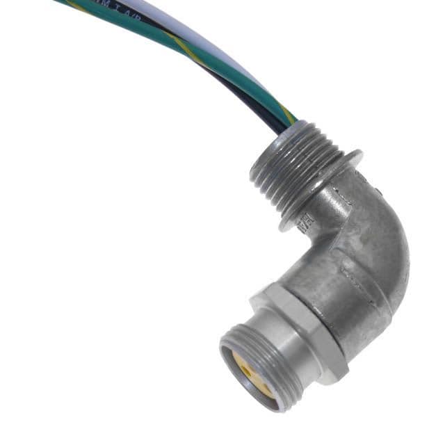 Mencom MIN-5FR-1-R MIN Size I, Receptacle, 5 Pole, Female Right Angle, 10", 16awg, 8A, .5-NPT, Front Mount, Aluminum Clear Anodized MIN-5FR-1-R on Advantage Electric Supply