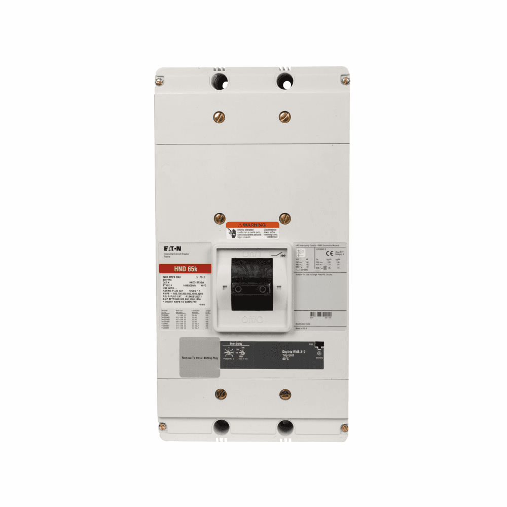 Eaton CND312T33W CND312T33W Eaton - Eaton Series C electronic molded case circuit breaker, NG-frame, CND, Digitrip 310 RMS, Electronic LS trip, Three-pole, 1200A, 600 Vac, 85 kAIC at 240 Vac, 50 kAIC at 480 Vac, Without terminals, 50/60 Hz, 100% rated CND312T33W on Advantage Electric Supply
