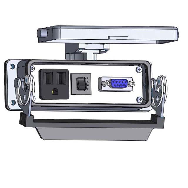 Mencom DP1-DB9-R-24LS Panel Interface Connector with Simplex outlet, DB9, and 3amp reset, in a 24LS housing DP1-DB9-R-24LS on Advantage Electric Supply