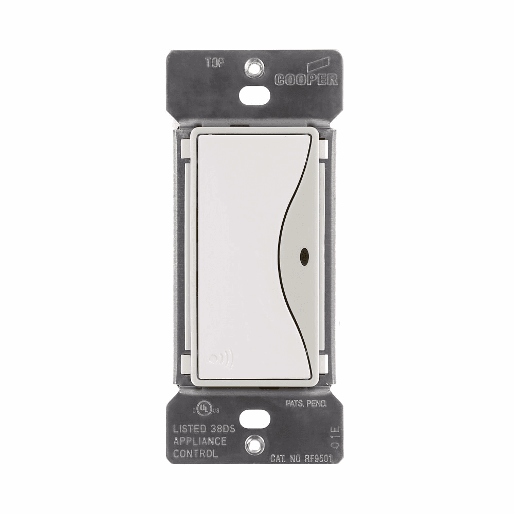 Eaton RF9501WS RF9501WS Eaton - Eaton Z-Wave designer switch, Power Failure Memory, 15A, 120V, White satin, 60 Hz, LED, CFL, incandescent, MLV, ELV, fluorescent, and halogen, Single-pole, Three-way, Multi-location, Used with RF9517 RF9501WS on Advantage Electric Supply
