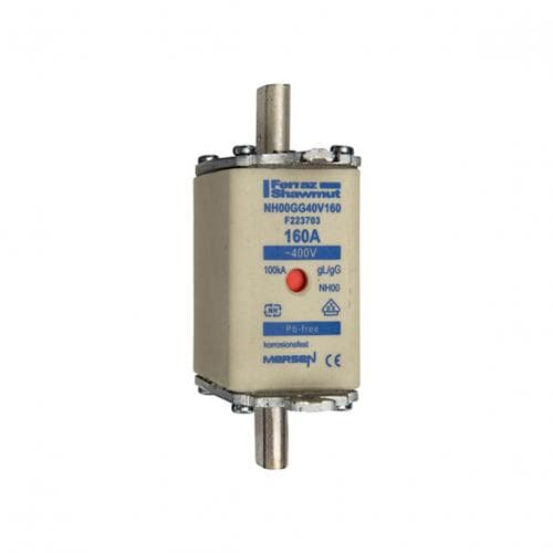 Mersen F223703 NH fuse-link gG, 400VAC, size 00, 160A double indicator/live tags F223703 on Advantage Electric Supply