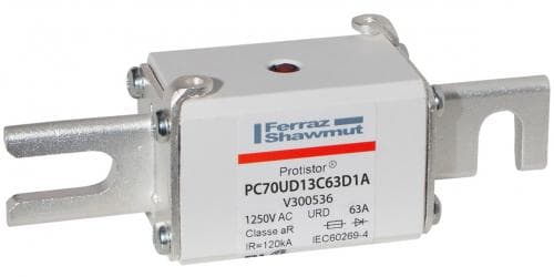 Mersen V300536 V300536 Mersen - Square Body High-Speed Fuse Protistor® Size 70 aR 1250VAC IEC 1300VAC UL 63A With Striker DIN 110 Blades V300536 on Advantage Electric Supply