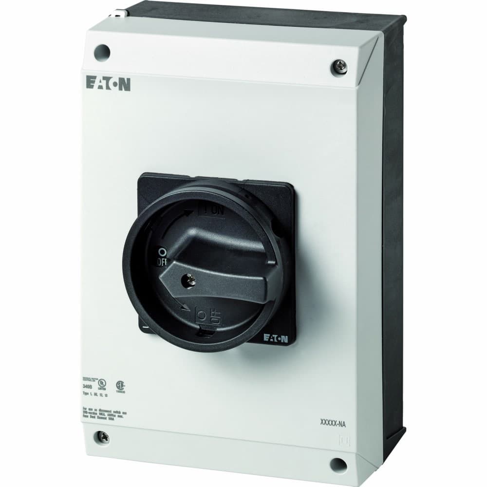 Eaton 255900 255900 Eaton - Eaton Moeller® series P3 Main switch, P3, 63 A, surface mounting, 3 pole, 1 N/O, 1 N/C, STOP function, With black rotary handle and locking ring, UL/CSA 255900 on Advantage Electric Supply