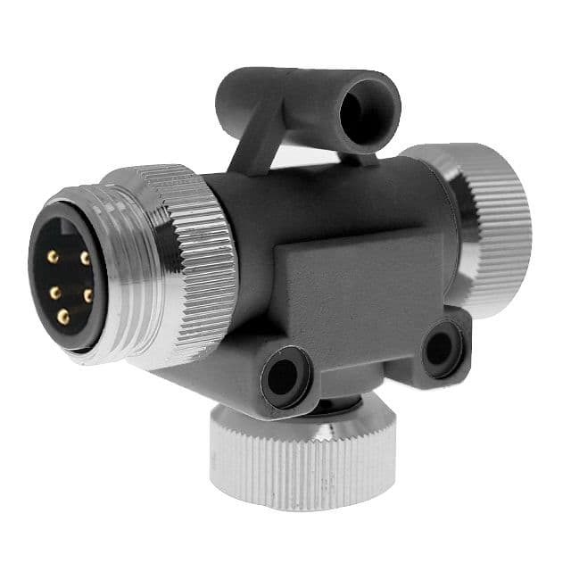 Mencom MIN-5MFF-T-B MIN Size I, Accessory, 5 pole, Male to Female "T" with Female drop, 8A, Black MIN-5MFF-T-B on Advantage Electric Supply