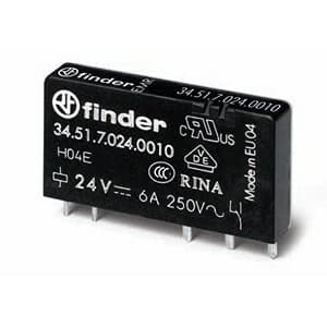 Finder 34.51.7.060.5310 Finder 34.51.7.060.5310 is a relay designed with 1 Normally Open (NO) pole and solder pin connections. It supports a rated current of 6A at 250Vac (AC-1), 3A at 30Vdc, 0.2A at 110Vdc, and 0.12A at 220Vdc for Normally Open (NO) auxiliary contacts. The supply voltage is specified for 1NO / SPST-NO configurations, with an ambient air temperature for operation at 250VA (230Vac) and for storage at 1500VA (250Vac). This relay operates within an ambient temperature range of -40 to +85 degrees Celsius and features a communication protocol of type C. It has a net width of 60Vdc, offers protection functions at 250Vac, and a control voltage (AC) of 6 kV. The rated active power is for 1 Pole(s), with a response time of 0.17 W, and it is designed for up to 60,000 operations. The relay's contacts are made of AgNi+Au (Gold plated silver-nickel), indicating its suitability for PCB or plug-in applications. 34.51.7.060.5310 on Advantage Electric Supply