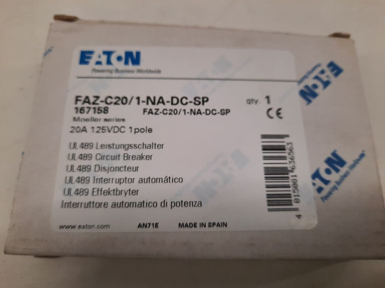 FAZ-C20/1-NA-DC-SP on Advantage Electric Supply