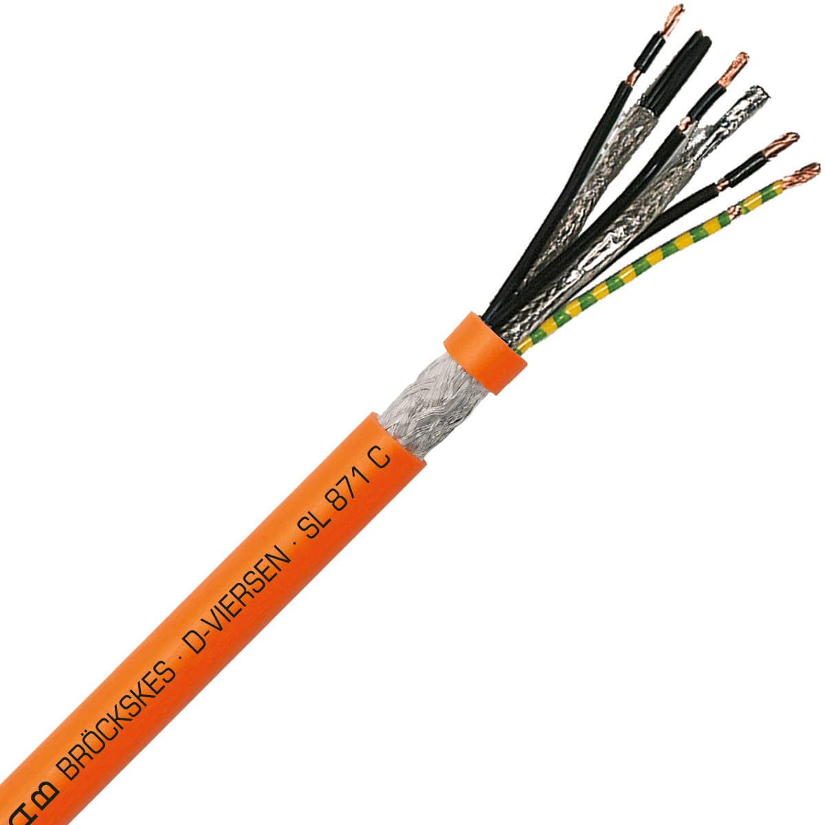 SAB 8710461 SL 871 C - 10 AWG/4c + 18 AWG/1pr + 16 AWG/1pr, shielded continuous flex servo motor halogen-free cable, UL, CSA, CE, RoHS 8710461 on Advantage Electric Supply