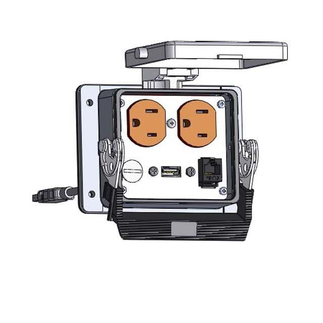 Mencom DP-RJ45-USB-06-32LS Panel Interface Connector with Duplex outlet, RJ45, USB-06, in a 32 housing DP-RJ45-USB-06-32LS on Advantage Electric Supply