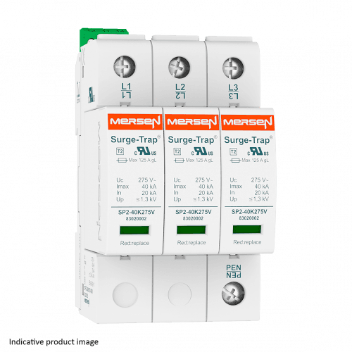 Mersen 83020103 SPD Type 2, 30kA, Uc750V, 3+0 TNC, 3 Poles, 3 Modules, Pluggable, Remote 83020103 on Advantage Electric Supply
