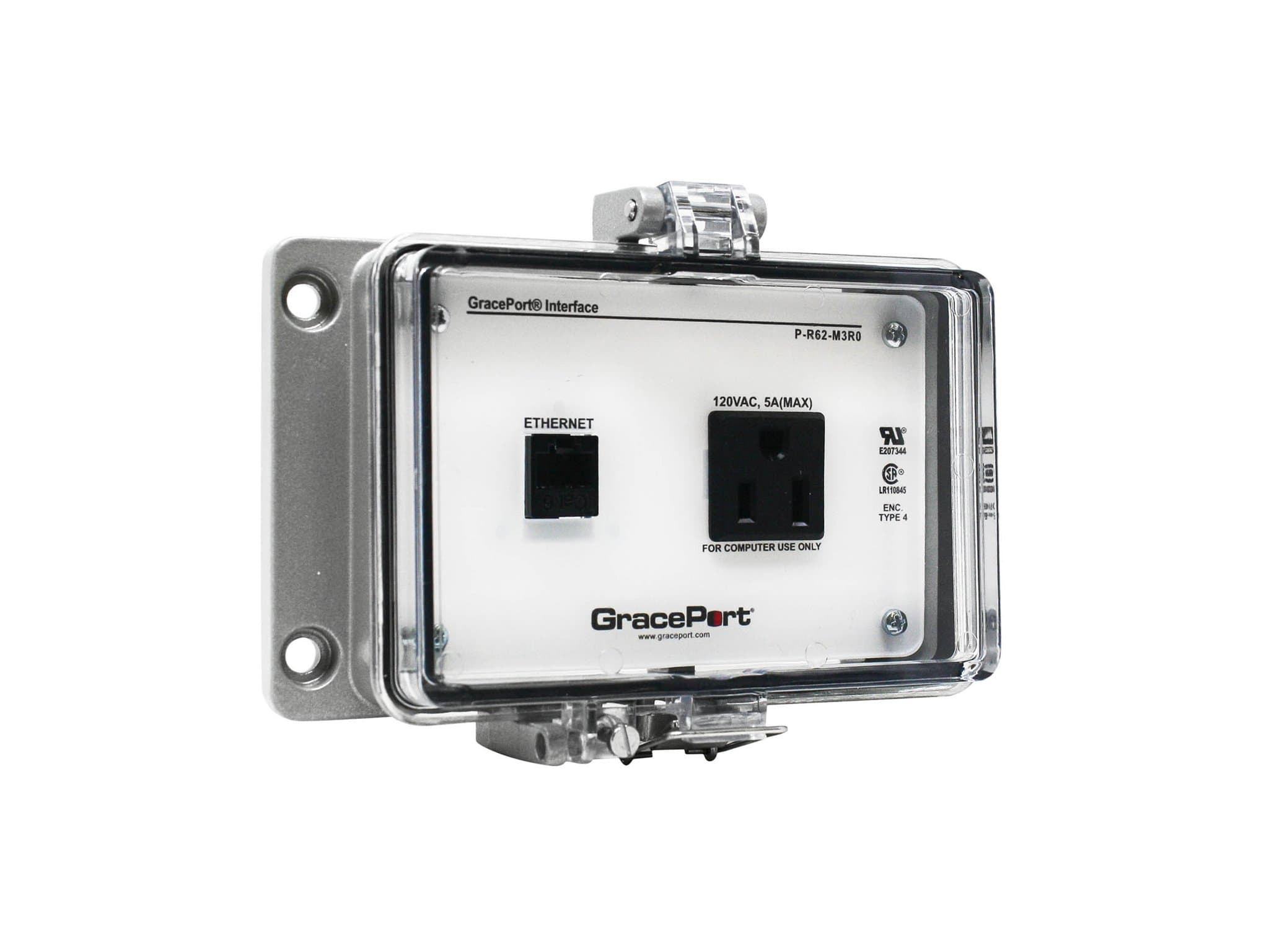 GRACE Engineered Products P-R62-M3R0 Panel Interface Connector with Category 6 Ethernet Bulkhead; Panel Mount Housing; UL Type 4; Simplex Outlet; No Circuit Breaker P-R62-M3R0 on Advantage Electric Supply