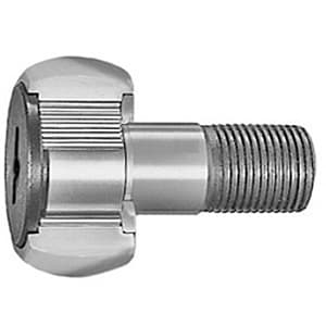 Leeson KRV19 Cam Follower Bearing; 19MM Roller Diameter; 11MM Roller Width; Crowned Roller Surface; Stud Type; 8MM Stud Diameter; M8X1.25 Thread; Standard Stud; Sealed; Needle Bearing; Relubricatable; No Hex Socket KRV19 on Advantage Electric Supply